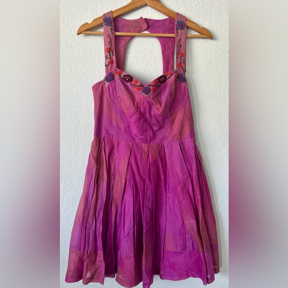 NWT Free People Fairy Dress, floral embroidery with sequins. Size 6